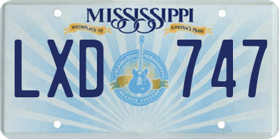 MS license plate LXD747