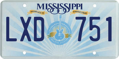 MS license plate LXD751