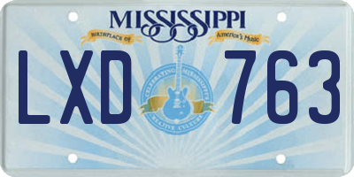 MS license plate LXD763