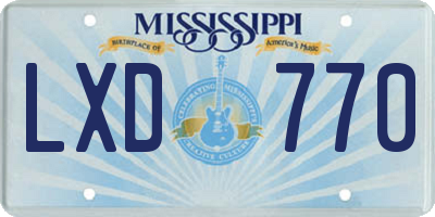 MS license plate LXD770