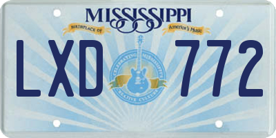 MS license plate LXD772