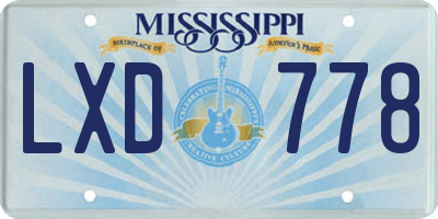 MS license plate LXD778