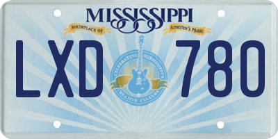 MS license plate LXD780