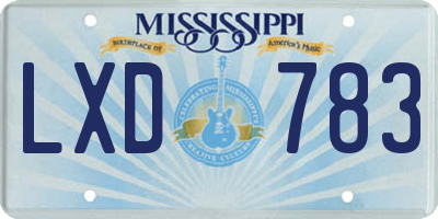 MS license plate LXD783