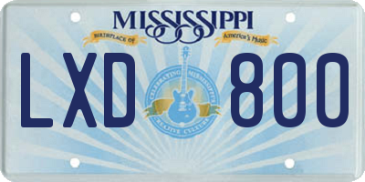 MS license plate LXD800
