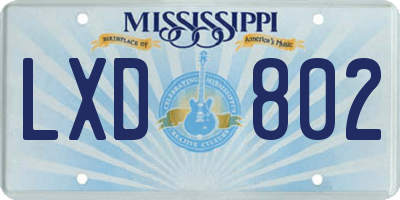 MS license plate LXD802