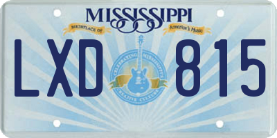 MS license plate LXD815