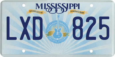 MS license plate LXD825