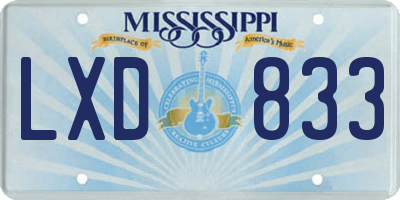 MS license plate LXD833