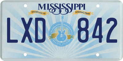 MS license plate LXD842