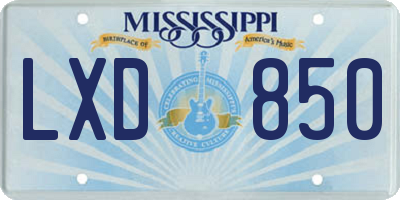 MS license plate LXD850