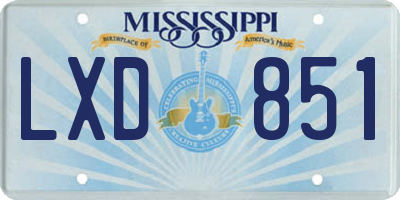 MS license plate LXD851