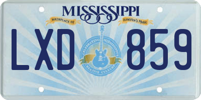 MS license plate LXD859