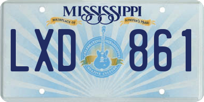 MS license plate LXD861