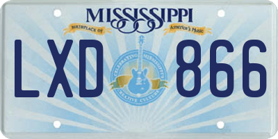 MS license plate LXD866