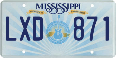 MS license plate LXD871