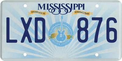 MS license plate LXD876