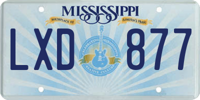 MS license plate LXD877