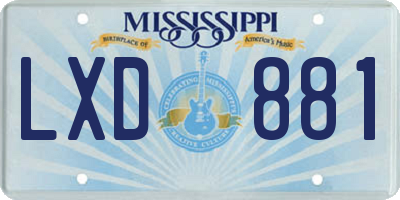 MS license plate LXD881