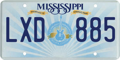 MS license plate LXD885