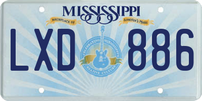 MS license plate LXD886
