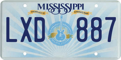 MS license plate LXD887