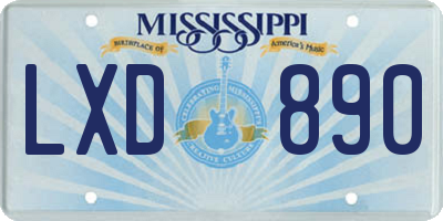 MS license plate LXD890