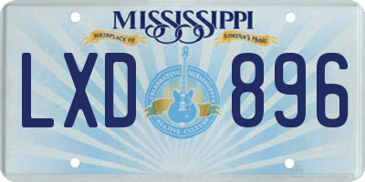 MS license plate LXD896