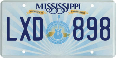 MS license plate LXD898