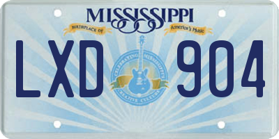 MS license plate LXD904