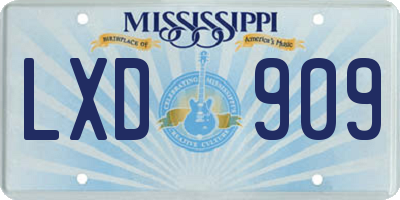 MS license plate LXD909