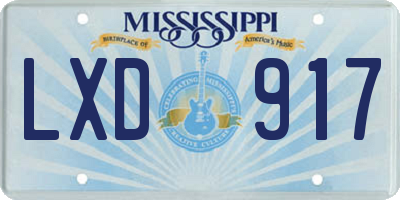 MS license plate LXD917