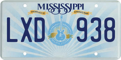 MS license plate LXD938