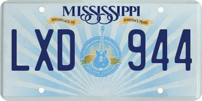 MS license plate LXD944