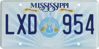 MS license plate LXD954