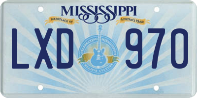 MS license plate LXD970