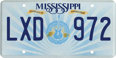 MS license plate LXD972
