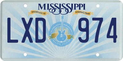 MS license plate LXD974