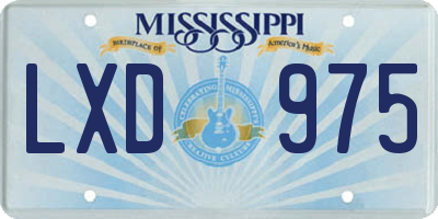 MS license plate LXD975
