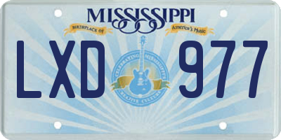 MS license plate LXD977