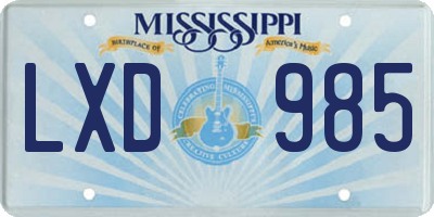 MS license plate LXD985