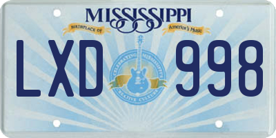 MS license plate LXD998