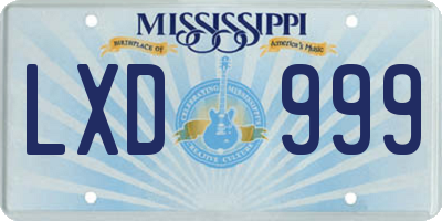 MS license plate LXD999