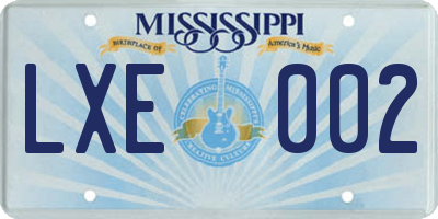 MS license plate LXE002