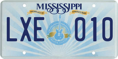 MS license plate LXE010