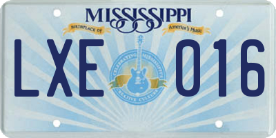 MS license plate LXE016