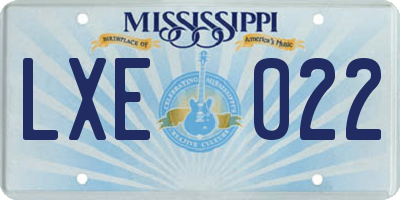 MS license plate LXE022