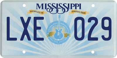 MS license plate LXE029