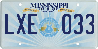 MS license plate LXE033
