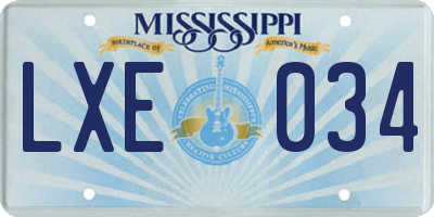 MS license plate LXE034